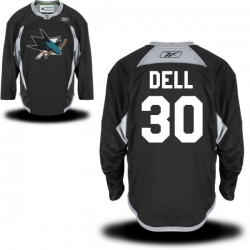 Aaron Dell Reebok San Jose Sharks Premier Black Alternate Practice Jersey