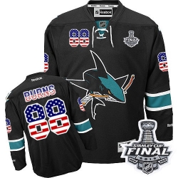 Brent Burns Reebok San Jose Sharks Authentic Black USA Flag Fashion 2016 Stanley Cup Final Bound NHL Jersey