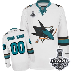 Reebok San Jose Sharks Customized Premier White Away 2016 Stanley Cup Final Bound NHL Jersey