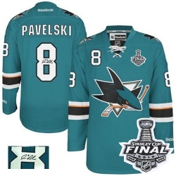 Joe Pavelski Reebok San Jose Sharks Authentic Green Teal Home Autographed 2016 Stanley Cup Final Bound NHL Jersey