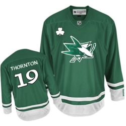 Joe Thornton Reebok San Jose Sharks Authentic Green St Patty's Day NHL Jersey