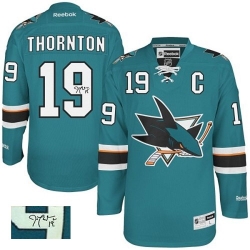 Joe Thornton Reebok San Jose Sharks Authentic Green Teal Home Autographed NHL Jersey