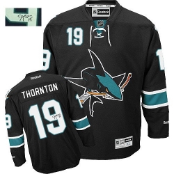 Joe Thornton Reebok San Jose Sharks Authentic Black Third Autographed NHL Jersey