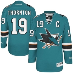 Joe Thornton Youth Reebok San Jose Sharks Authentic Green Teal Home 2016 Stanley Cup Final Bound NHL Jersey
