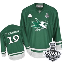 Joe Thornton Youth Reebok San Jose Sharks Authentic Green St Patty's Day 2016 Stanley Cup Final Bound NHL Jersey