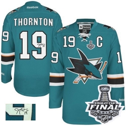 Joe Thornton Reebok San Jose Sharks Authentic Green Teal Home Autographed 2016 Stanley Cup Final Bound NHL Jersey