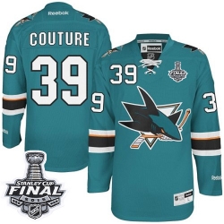 Logan Couture Reebok San Jose Sharks Authentic Green Teal Home 2016 Stanley Cup Final Bound NHL Jersey