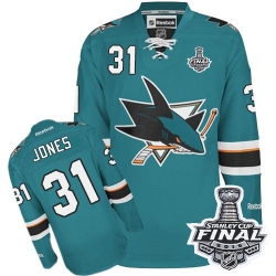 Martin Jones Reebok San Jose Sharks Premier Green Teal Home 2016 Stanley Cup Final Bound NHL Jersey