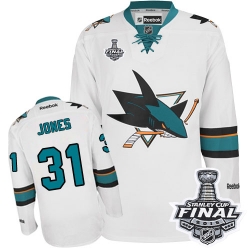 Martin Jones Reebok San Jose Sharks Premier White Away 2016 Stanley Cup Final Bound NHL Jersey