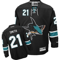 Ben Smith Reebok San Jose Sharks Authentic Black Third NHL Jersey