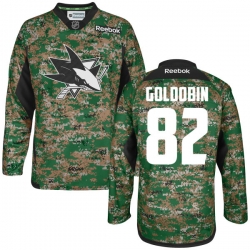 Nikolay Goldobin Reebok San Jose Sharks Premier Gold Digital Camo Veteran's Day Practice Jersey