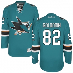 Nikolay Goldobin Youth Reebok San Jose Sharks Premier Gold Teal Home Jersey