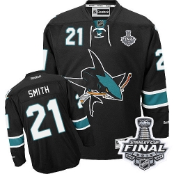Ben Smith Reebok San Jose Sharks Authentic Black Third 2016 Stanley Cup Final Bound NHL Jersey