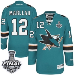 Patrick Marleau Reebok San Jose Sharks Authentic Green Teal Home 2016 Stanley Cup Final Bound NHL Jersey