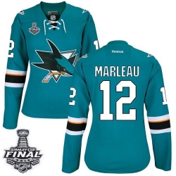 Patrick Marleau Women's Reebok San Jose Sharks Authentic Green Teal Home 2016 Stanley Cup Final Bound NHL Jersey
