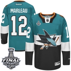 Patrick Marleau Reebok San Jose Sharks Authentic Black Teal/ 2015 Stadium Series 2016 Stanley Cup Final Bound NHL Jersey