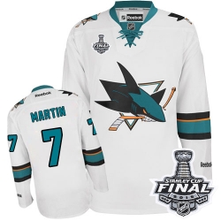 Paul Martin Reebok San Jose Sharks Premier White Away 2016 Stanley Cup Final Bound NHL Jersey