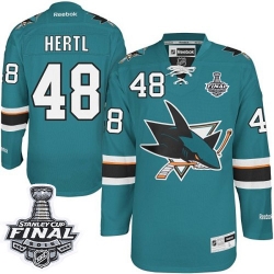 Tomas Hertl Reebok San Jose Sharks Authentic Green Teal Home 2016 Stanley Cup Final Bound NHL Jersey