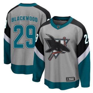 Mackenzie Blackwood Youth Fanatics Branded San Jose Sharks Breakaway Black Gray 2020/21 Special Edition Jersey