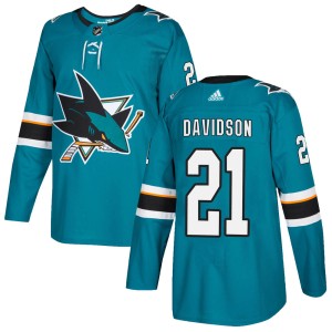 Brandon Davidson Men's Adidas San Jose Sharks Authentic Teal ized Home Jersey