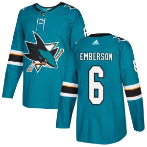 Ty Emberson Men's Adidas San Jose Sharks Authentic Teal Home Jersey