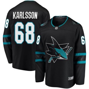 Melker Karlsson Youth Fanatics Branded San Jose Sharks Breakaway Black Alternate Jersey
