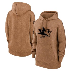 Women's San Jose Sharks Brown 2023 Salute to Service Pullover Hoodie