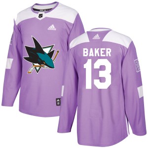 Jamie Baker Youth Adidas San Jose Sharks Authentic Purple Hockey Fights Cancer Jersey