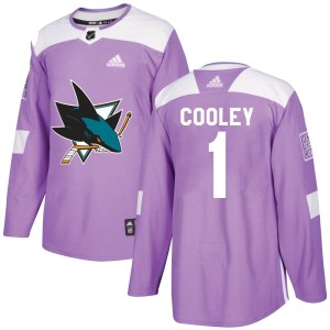 Devin Cooley Youth Adidas San Jose Sharks Authentic Purple Hockey Fights Cancer Jersey