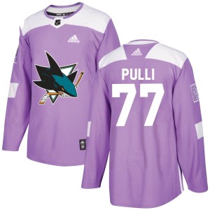 Valtteri Pulli Youth Adidas San Jose Sharks Authentic Purple Hockey Fights Cancer Jersey