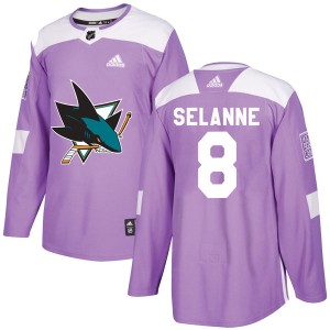 Teemu Selanne Youth Adidas San Jose Sharks Authentic Purple Hockey Fights Cancer Jersey