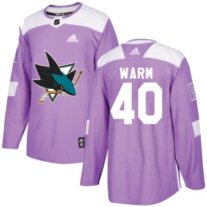 Beck Warm Youth Adidas San Jose Sharks Authentic Purple Hockey Fights Cancer Jersey