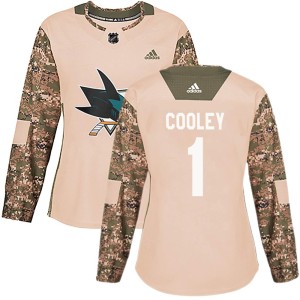 Devin Cooley Women's Adidas San Jose Sharks Authentic Camo Veterans Day Practice Jersey