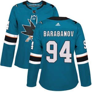 Alexander Barabanov Women's Adidas San Jose Sharks Authentic Teal Home Jersey