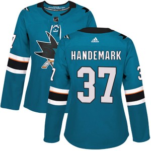 Fredrik Handemark Women's Adidas San Jose Sharks Authentic Teal Home Jersey
