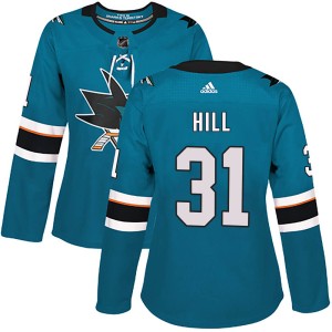 Adin Hill Women's Adidas San Jose Sharks Authentic Teal Home Jersey