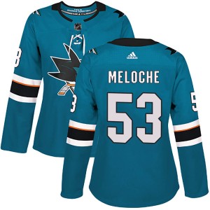Nicolas Meloche Women's Adidas San Jose Sharks Authentic Teal Home Jersey