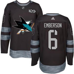 Ty Emberson Men's San Jose Sharks Authentic Black 1917-2017 100th Anniversary Jersey