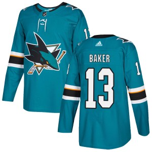 Jamie Baker Youth Adidas San Jose Sharks Authentic Teal Home Jersey