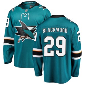 Mackenzie Blackwood Men's Fanatics Branded San Jose Sharks Breakaway Black Teal Home Jersey