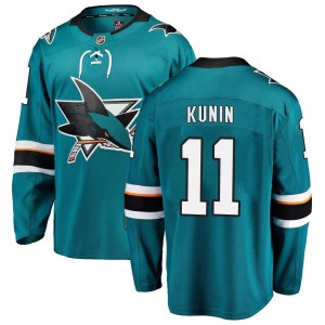 Luke Kunin Men's Fanatics Branded San Jose Sharks Breakaway Teal Home Jersey