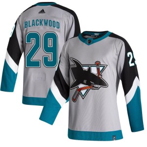 Mackenzie Blackwood Youth Adidas San Jose Sharks Authentic Black Gray 2020/21 Reverse Retro Jersey