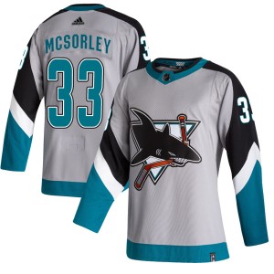 Marty Mcsorley Youth Adidas San Jose Sharks Authentic Gray 2020/21 Reverse Retro Jersey