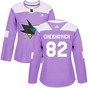 Ivan Chekhovich Women's Adidas San Jose Sharks Authentic Purple Hockey Fights Cancer Jersey