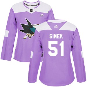 Radim Simek Women's Adidas San Jose Sharks Authentic Purple Hockey Fights Cancer Jersey