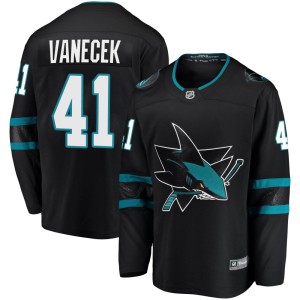 Vitek Vanecek Men's Fanatics Branded San Jose Sharks Breakaway Black Alternate Jersey