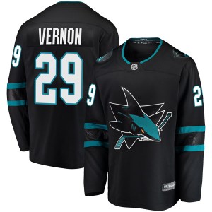 Mike Vernon Men's Fanatics Branded San Jose Sharks Breakaway Black Alternate Jersey