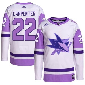Ryan Carpenter Youth Adidas San Jose Sharks Authentic White/Purple Hockey Fights Cancer Primegreen Jersey