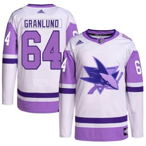 Mikael Granlund Youth Adidas San Jose Sharks Authentic White/Purple Hockey Fights Cancer Primegreen Jersey