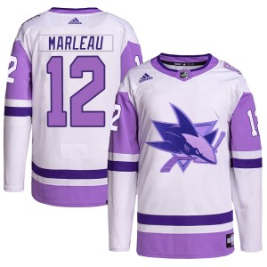 Patrick Marleau Youth Adidas San Jose Sharks Authentic White/Purple Hockey Fights Cancer Primegreen Jersey